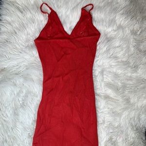 Red fitted mini dress